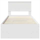 Bed Frame with Headboard White 120 x 123 cm Engineered Wood 3408879