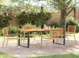 Garden Dining Set 5 pcs Beige Solid Acacia Wood 3365459