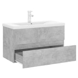 Sink Cabinet with Built-in Basin Concrete Grey Engineered Wood 3071643