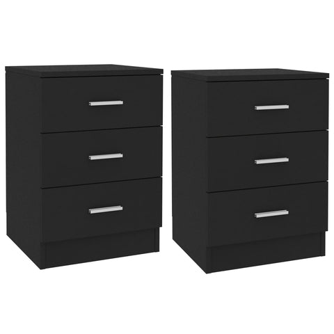 ZNTS Bedside Cabinets 2 pcs Black 38x35x56 cm Engineered Wood 800453