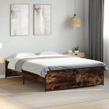 Bed Frame Smoked Oak Engineered wood, Steel Double Durable 3279904