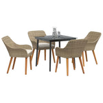 Garden Dining Set with Cushion 5 pcs Beige Poly Rattan 3261692