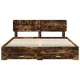 Bed Frame with Drawer Smoked Oak 180 x 200 cm Engineered Wood 3412343