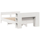 Bookcase Bed without Mattress White 135x190 cm Double Solid Wood Pine 3322958