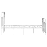 Bed Frame White Powder-Coated Steel Double Bed Frame 353702