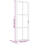 Interior Door 76x201.5 cm White Matt Glass and Aluminium 350580