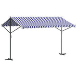 Free Standing Awning Blue and White 400x300 cm Fabric and Steel 368932