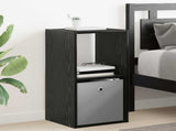 Bedside Table 2 pcs Black Oak 35 x 32 x 68.5 cm Engineered Wood 8000631