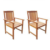 Outdoor Chair Set of 2 Brown Solid Acacia wood Standard Durable 42626