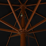 Garden Parasol Black Polyester, Laminated Bamboo, Hardwood Large 47218