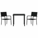 Garden Dining Set with Cushion 3 pcs Black Poly Rattan 3379905