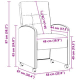 Dining Chairs with Wheels 2 pcs Dark grey 57 x 67 x 98 cm 42017898