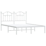 Metal Bed Frame without Mattress with Headboard White 140x190cm 353488