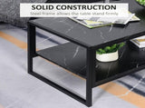 Coffee Table, Two-Tier Marble Centre Table with Metal Frame and Storage Shelf for Living Room, 106 x T3398P343257