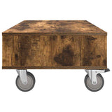 Side Table with Wheels Smoked Oak 90 x 50 x 30 cm 891020