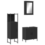 ZNTS 3 Piece Bathroom Furniture Set Black Engineered Wood 3214820