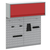Tool Cabinet Set with Shelf 3 pcs Red Powder-Coated Steel 3321411