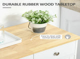 Kitchen Floor Cabinet Side Storage Cupboard Multi-use Sideboard Table with Solid Wood Top, T3398P329819