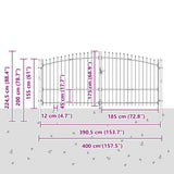 Double Gate with Lock Woerden Grey 400 x 224.5 cm Steel 42008858