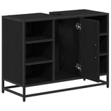Bathroom Cabinet Black Oak 80 x 33 x 60 cm Engineered Wood 883639