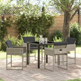 Garden Dining Set with Cushion 5 pcs Light Grey Poly Rattan 3380024
