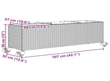 Garden Planter with Wheels and 3 Pots Brown 107x32x38 cm Poly Rattan 366420