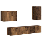 TV Wall Cabinet Set Wall-mounted 4 pcs Old Wood Engineered Wood 3408941