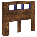 LED Headboard Smoked Oak 120x18,5x103,5 cm Engineered Wood 837341