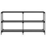 Console Table with Black Glass Top 158.5x30x81 cm Steel 846033