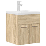 Bathroom Sink Cabinet with Built-in Basin and Faucet Sonoma Oak 3325013