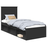 Bed Frame with Headboard Black 75 x 190 cm Solid Pine Wood 3411074