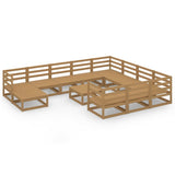 ZNTS 12 Piece Garden Lounge Set Solid Wood Pine 3076042