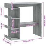 Bar Table with Storage Rack Grey Sonoma 100x50x101.5 cm 812961