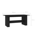 ZNTS Dining Table Black 180x90x76 cm Engineered Wood 800469