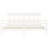 Bed Frame without Mattress White 200x200 cm Solid Wood 3195177