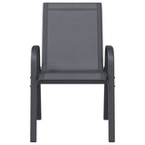 318784 Stackable Garden Chairs 6 pcs Grey Textilene Fabric