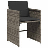 9 Piece Garden Dining Set with Cushions Grey Poly Rattan 3211136