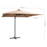 ZNTS Cantilever Garden Parasol with LED lights and Steel Pole 250x250 cm Taupe 46995