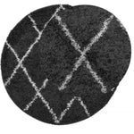 ZNTS Shaggy Rug High Pile Modern Black and Cream Ø 200 cm 375423