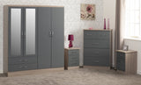 ZNTS Nevada 4 Door 2 Drawer Mirrored Wardrobe Bedroom Set 100-108-038