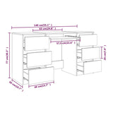 ZNTS Writing Desk Grey Sonoma 140x50x77 cm Engineered Wood 815439