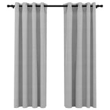 Linen-Look Blackout Curtains with Grommets 2pcs Grey 140x175cm 321168