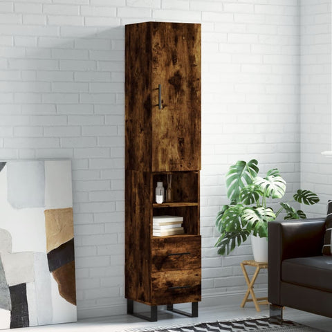 Highboard Smoked Oak 34.5x34x180 cm Engineered Wood 3198942