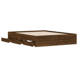 Bed Frame with Drawers without Mattress Brown Oak 140x190 cm 3207307