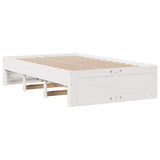 Bookcase Bed without Mattress White 135x190 cm Double Solid Wood Pine 3308976