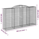 Arched Gabion Baskets 10 pcs 300x50x160/180 cm Galvanised Iron 3146763