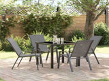 Garden Dining Set 5 pcs Grey and Black Powder-coated Steel 3379122
