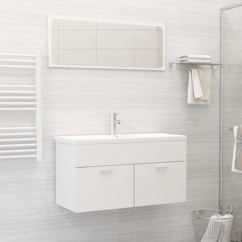 ZNTS Bathroom Furniture Set White Engineered Wood 3071333