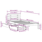 Bed Frame with Drawers without Mattress White75x190 cm 3301995