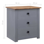 ZNTS Bedside Cabinet Grey 46x40x57 cm Pinewood Panama Range 282653